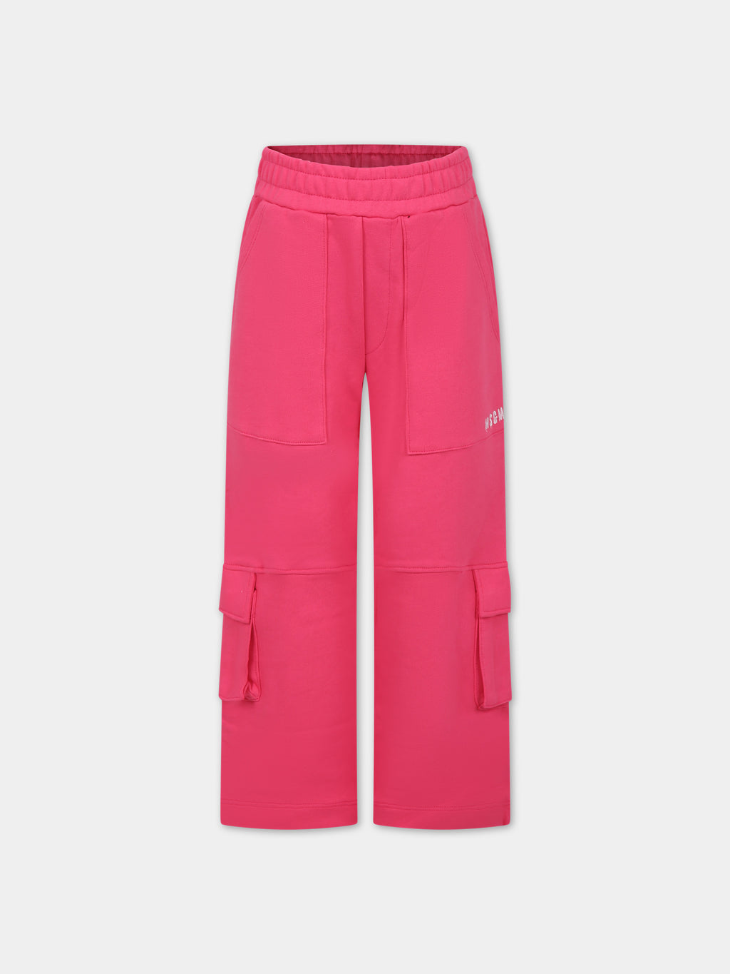 Fuchsia trousers for girl with logo